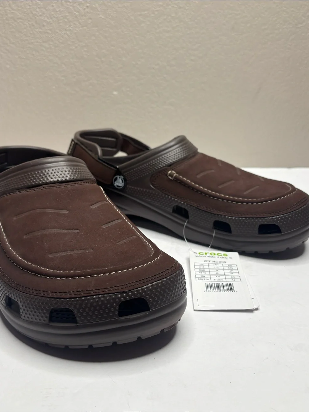 MEN'S CROCS Size 13 Yukon Vista II Literide CLOGS Mushroom Brown New